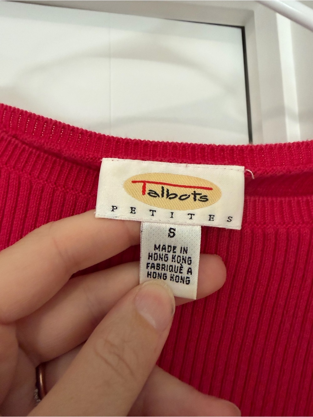 Talbots Bright Red Ribbed Short Sleeve Tee - Picture 2 of 3